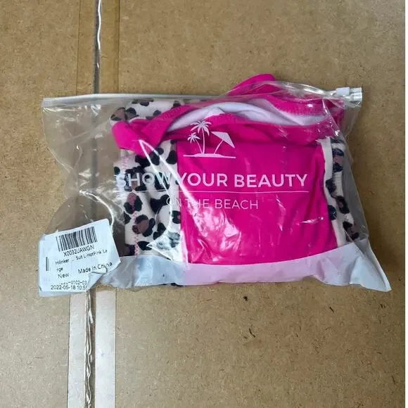 NWT Show Your Beauty Hot Pink Cheetah Print Bikini Size Large - Picture 2 of 9